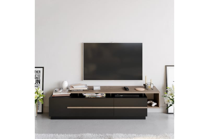 Campora Tv-bänk 150 cm - Svart/Mörkbrun - TV bänk & mediabänk