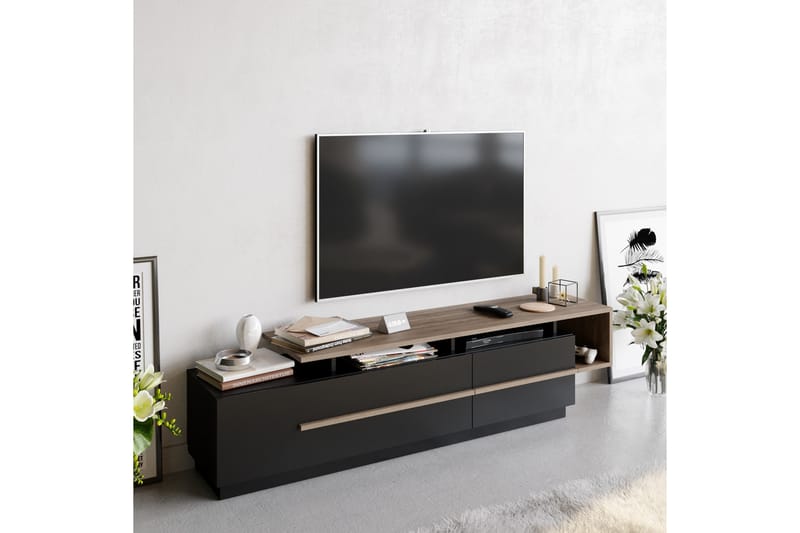 Campora Tv-bänk 150 cm - Svart/Mörkbrun - TV bänk & mediabänk