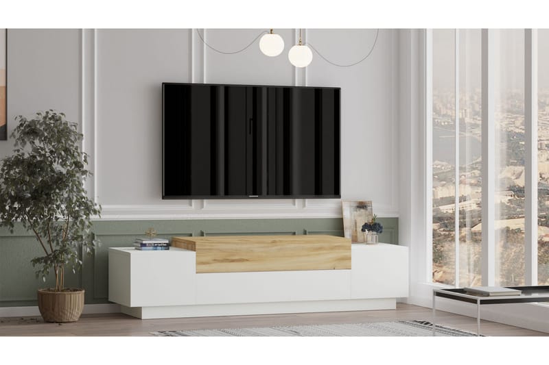 Denhamsi Tv-bänk 160 cm - Natur/Vit - Möbler - Tv möbel & mediamöbel - TV bänk & mediabänk