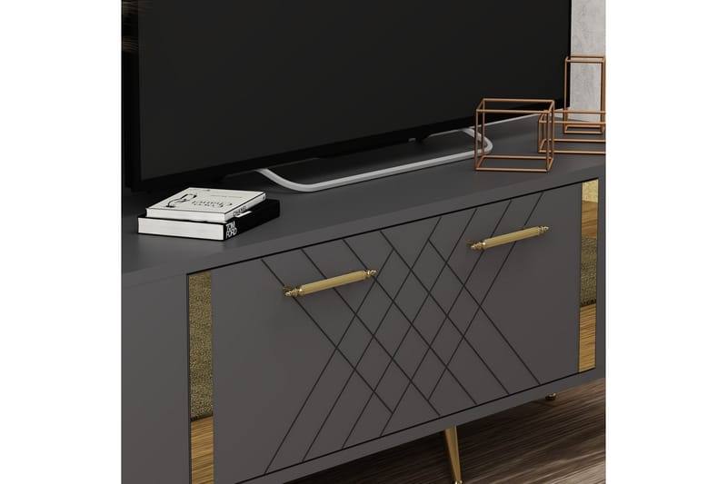 Detas Tv-bänk 150x35 cm Svart/Guld - Hanah Home - TV bänk & mediabänk