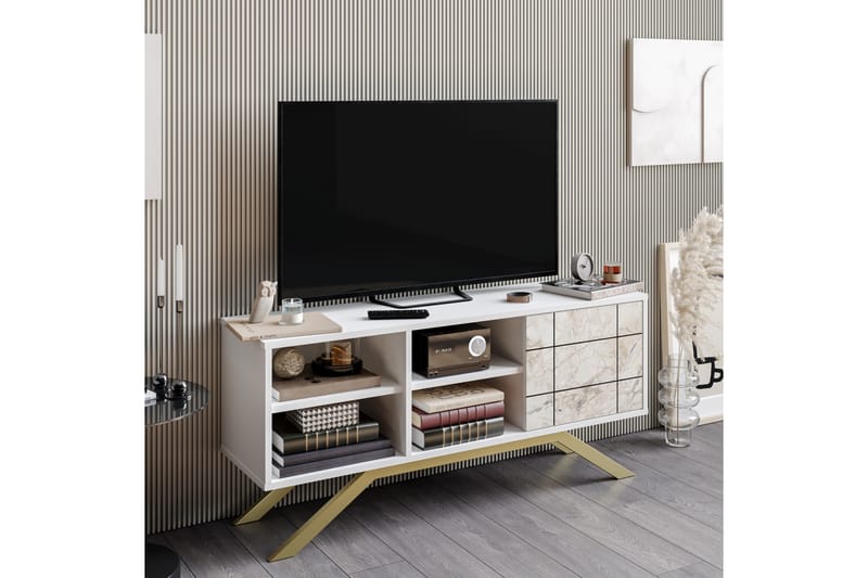 Einbeck Tv-bänk 130 cm - Vit/Guld - TV bänk & mediabänk