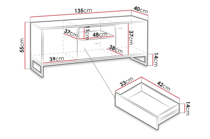 Ekomi TV-bänk 135 cm - TV bänk & mediabänk