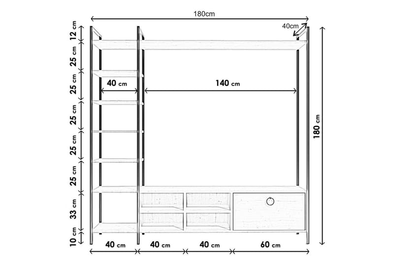 Evrenli Tv-bänk 180 cm - Vit - TV bänk & mediabänk