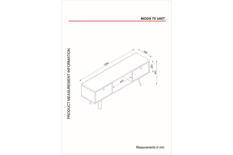 Furny Home Tv-bänk 120 cm - Vit - TV bänk & mediabänk