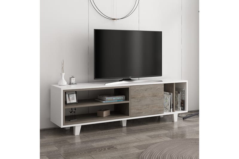 Hachen Tv-bänk 160 cm - Vit/Mörkbrun - TV bänk & mediabänk