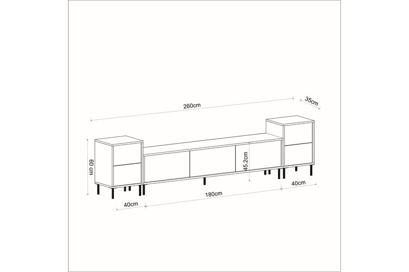 Imaj Tv-bänk 260 cm - Guld/Svart/Vit - TV bänk & mediabänk