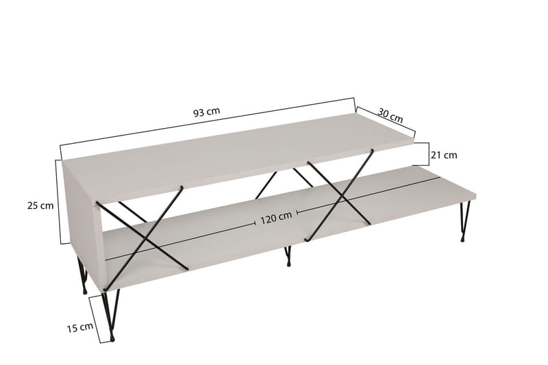 Jaennis Tv-bänk 120 cm - Vit - TV bänk & mediabänk