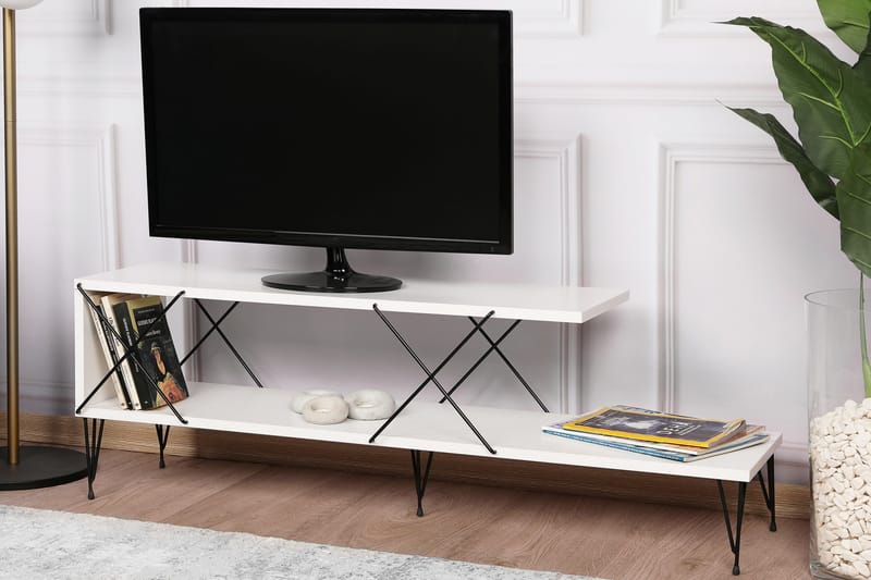 Jaennis Tv-bänk 120 cm - Vit - TV bänk & mediabänk