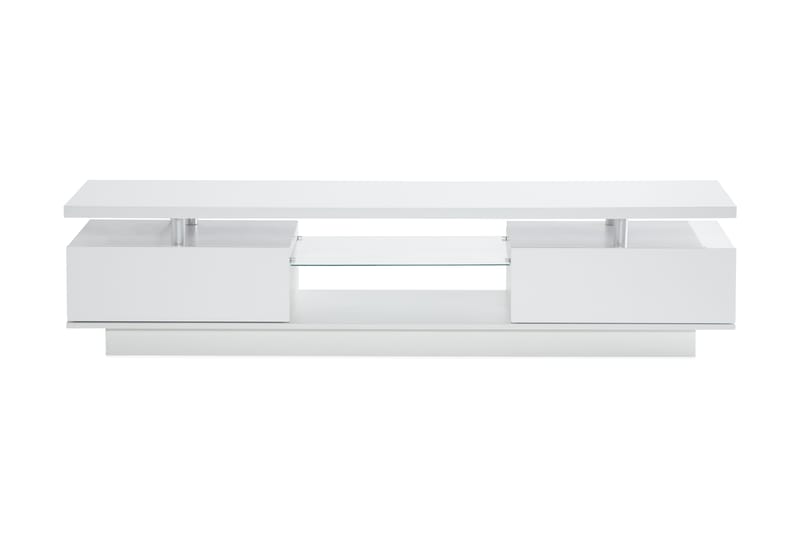 Jugansbo Tv bänk med Hyllor 180 cm LED-Belysning - Vit / Glas - Möbler - Tv möbel & mediamöbel - TV bänk & mediabänk