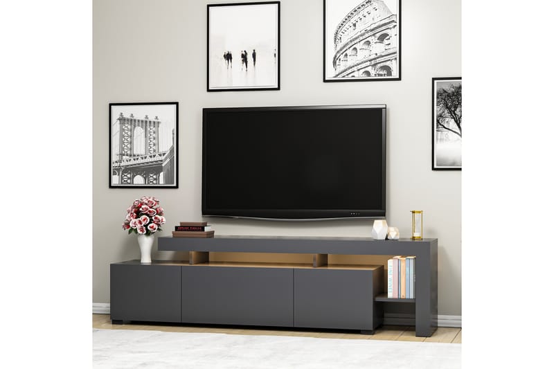 Jurukovo Tv-bänk 192 cm - Antracit - TV bänk & mediabänk