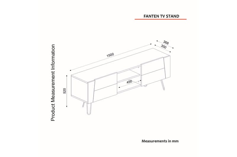 Lemele Tv-bänk 150 cm - Natur/Antracit - TV bänk & mediabänk