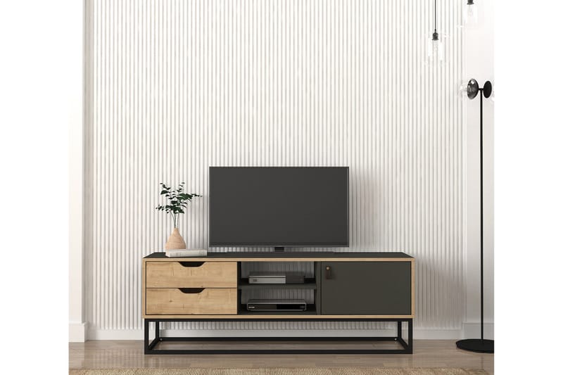 Lemelerveld Tv-bänk 150 cm - Natur/Antracit - TV bänk & mediabänk
