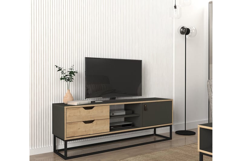 Lemelerveld Tv-bänk 150 cm - Natur/Antracit - TV bänk & mediabänk