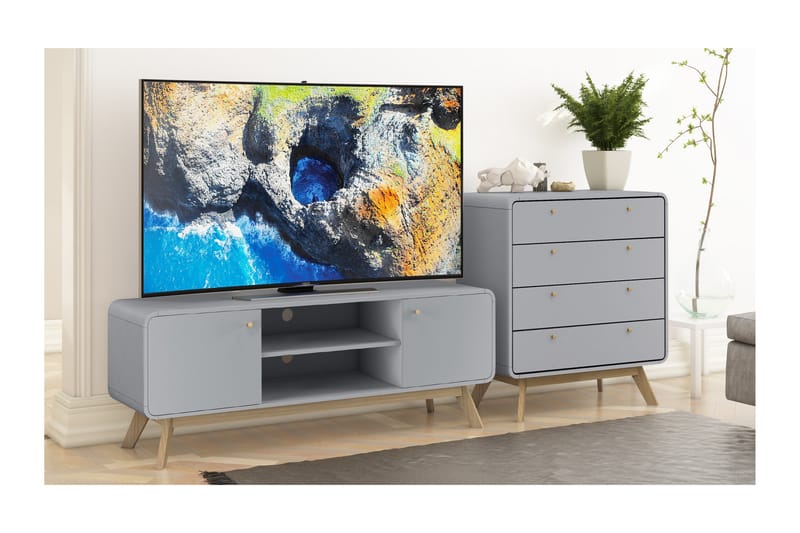 Olivet Tv-bänk 140 cm - Grå - TV bänk & mediabänk