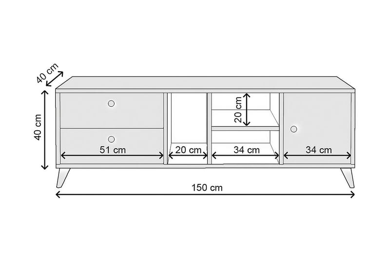 Ruelle Tv-bänk 150 cm - Natur - TV bänk & mediabänk