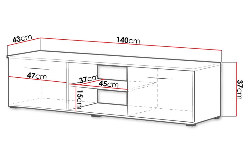 Ruskelsby TV-bänk 140 cm - Ek/Svart - TV bänk & mediabänk