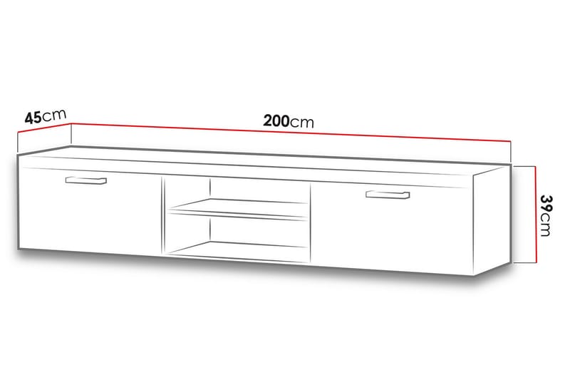 Samba TV-bänk 200x45x39 cm - Beige/Grå/Vit - TV bänk & mediabänk