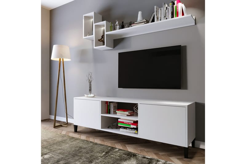 Sarisu Tv-bänk 180 cm - Vit - TV bänk & mediabänk