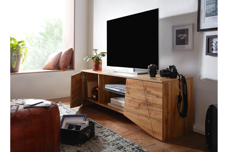 Seddik Tv-bänk 50x160 cm Rektangulär - Brun - TV bänk & mediabänk