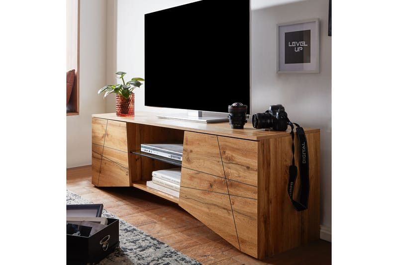 Seddik Tv-bänk 50x160 cm Rektangulär - Brun - TV bänk & mediabänk