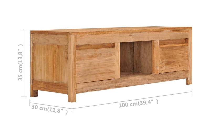 TV-bänk 100x30x35 cm massiv teak - Brun - Möbler - Tv möbel & mediamöbel - TV bänk & mediabänk