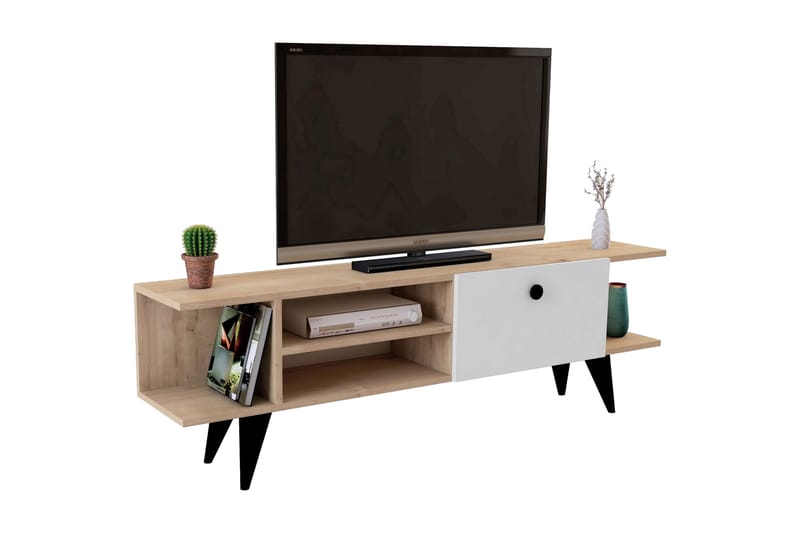 Tv-bänk 120 cm - Natur/Vit - TV bänk & mediabänk