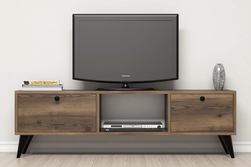 Tv-bänk 138 cm - Valnöt/Svart - TV bänk & mediabänk