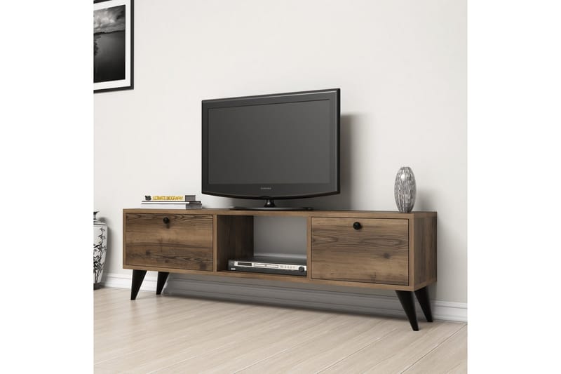 Tv-bänk 138 cm - Valnöt/Svart - TV bänk & mediabänk