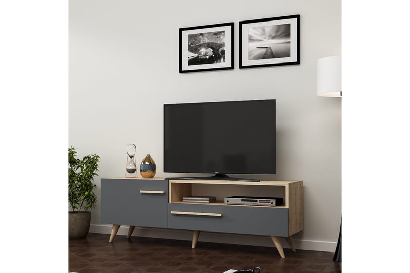 Tv-bänk 150 cm - Natur/Antracit - TV bänk & mediabänk