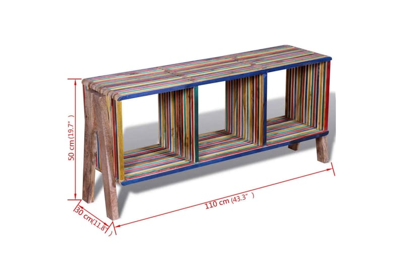 TV bänk med 3 hyllor i färgglad återvunnen teak stapelbar de - Flerfärgad - Möbler - Tv möbel & mediamöbel - TV bänk & mediabänk