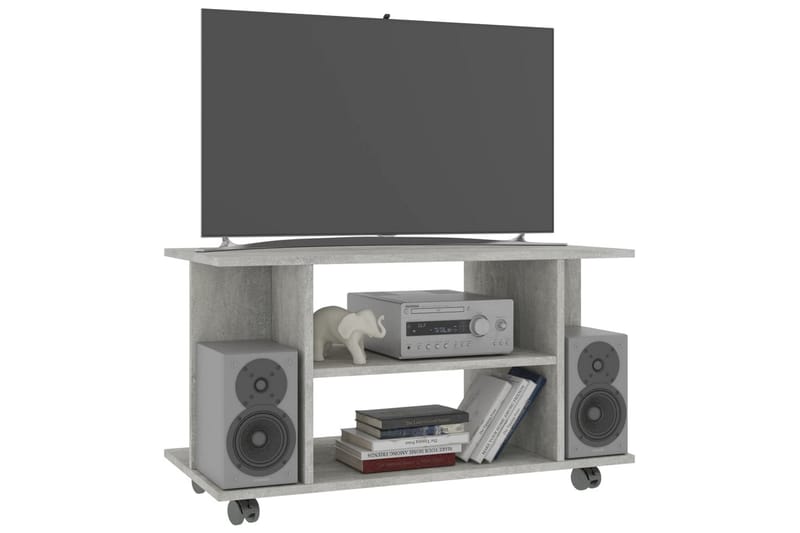 TV-bänk med hjul betonggrå 80x40x40 cm spånskiva - Betonggrå - TV bänk & mediabänk