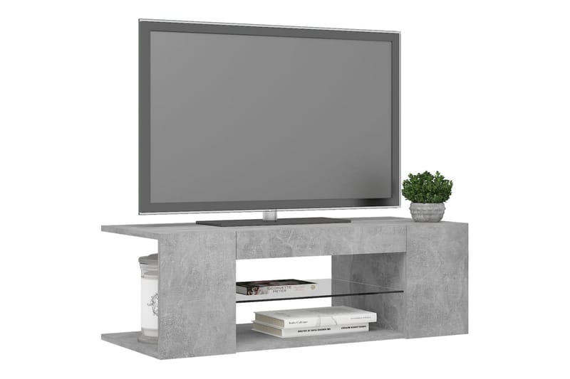 TV-bänk med LED-belysning betonggrå 90x39x30 cm - Grå - TV bänk & mediabänk