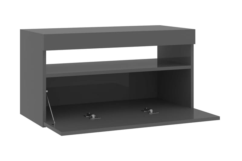 Tv-bänk med LED-belysning grå högglans 75x35x40 cm - Grå - Möbler - Tv möbel & mediamöbel - TV bänk & mediabänk