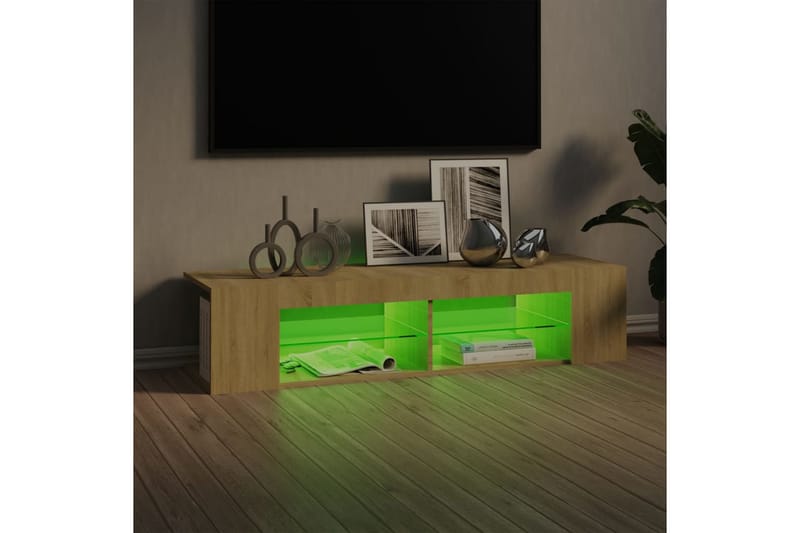 TV-bänk med LED-belysning sonoma-ek 135x39x30 cm - Brun - TV bänk & mediabänk