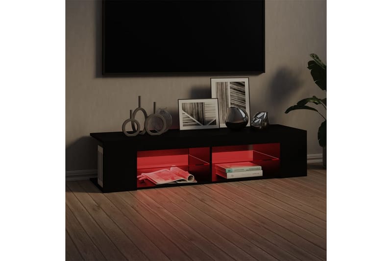 TV-bänk med LED-belysning svart 135x39x30 cm - Svart - Möbler - Tv möbel & mediamöbel - TV bänk & mediabänk