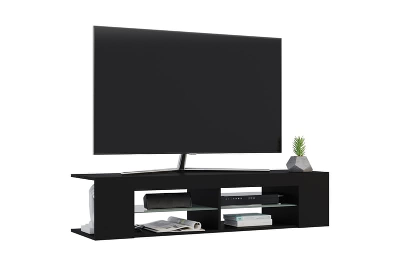 TV-bänk med LED-belysning svart 135x39x30 cm - Svart - Möbler - Tv möbel & mediamöbel - TV bänk & mediabänk