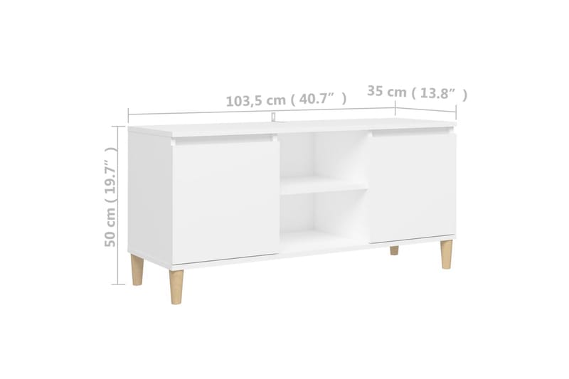 TV-bänk med massiva ben vit 103,5x35x50 cm - Vit - TV bänk & mediabänk