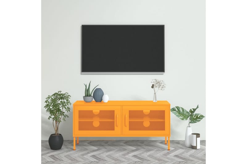 Tv-bänk senapsgul 105x35x50 cm stål - Gul - Möbler - Tv möbel & mediamöbel - TV bänk & mediabänk