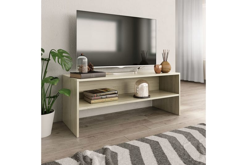 TV-bänk sonoma ek 100x40x40 cm spånskiva - Brun - TV bänk & mediabänk