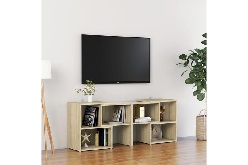 TV-bänk sonoma-ek 104x30x52 cm spånskiva - Brun - TV bänk & mediabänk