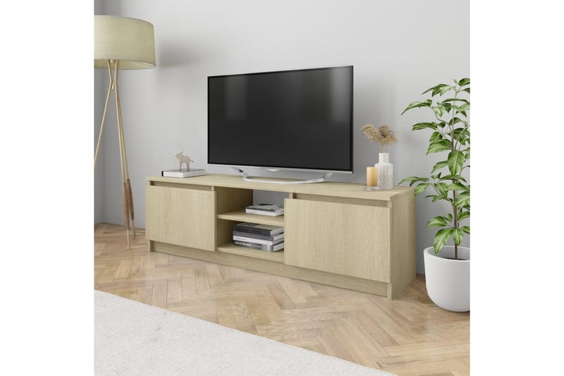 TV-bänk sonoma ek 120x30x35,5 cm spånskiva - Brun - TV bänk & mediabänk