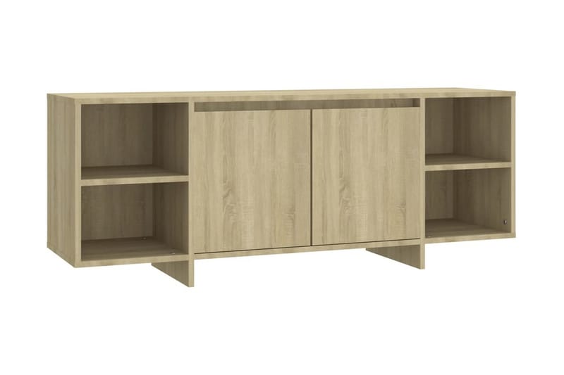 TV-bänk sonoma-ek 130x35x50 cm spånskiva - Beige - Möbler - Tv möbel & mediamöbel - TV bänk & mediabänk