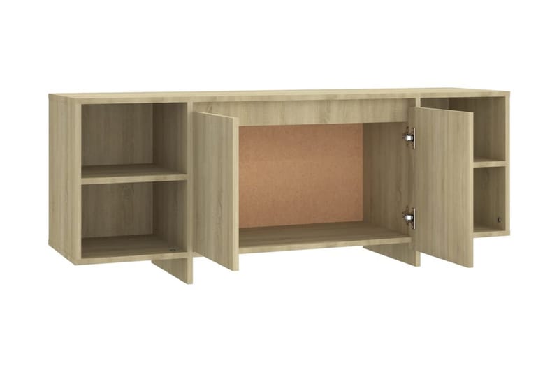 TV-bänk sonoma-ek 130x35x50 cm spånskiva - Beige - Möbler - Tv möbel & mediamöbel - TV bänk & mediabänk