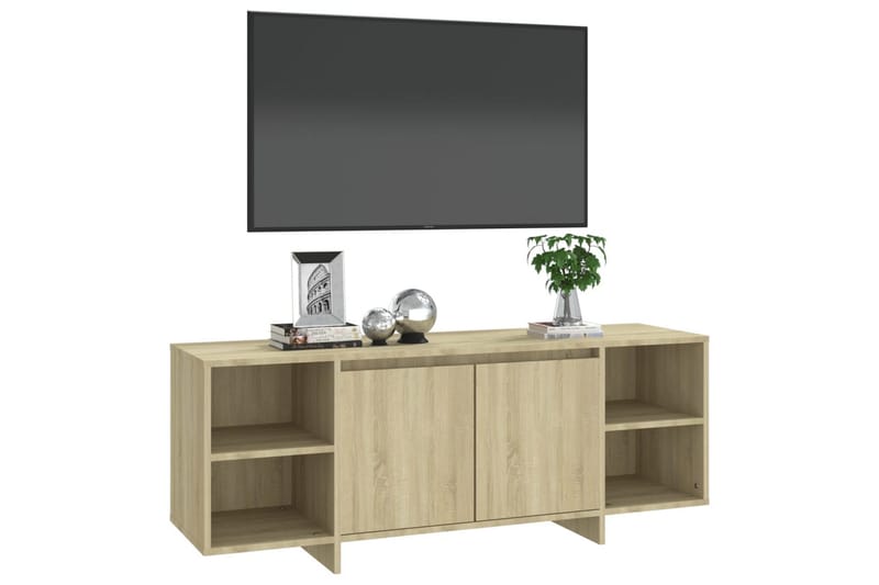 TV-bänk sonoma-ek 130x35x50 cm spånskiva - Beige - Möbler - Tv möbel & mediamöbel - TV bänk & mediabänk