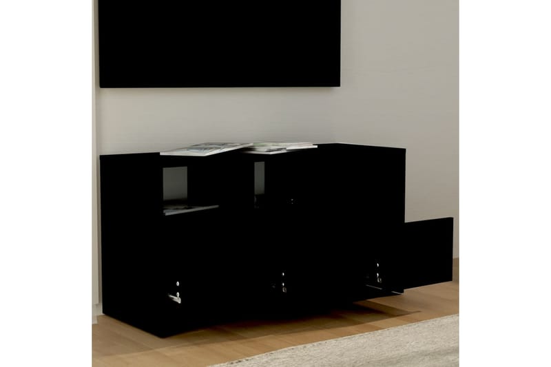 TV-bänk svart 102x37,5x52,5 cm spånskiva - Svart - TV bänk & mediabänk
