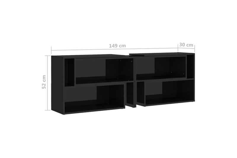 TV-bänk svart högglans 149x30x52 cm spånskiva - Svart - TV bänk & mediabänk