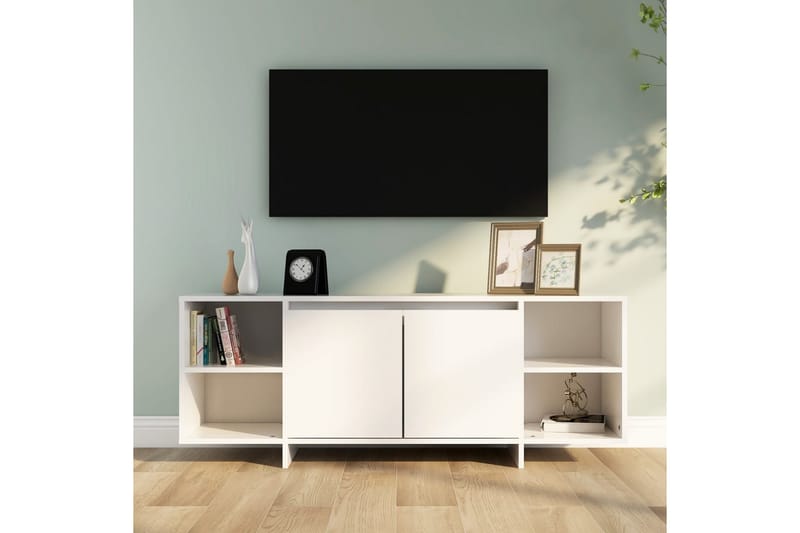 TV-bänk vit 130x35x50 cm spånskiva - Vit - Möbler - Tv möbel & mediamöbel - TV bänk & mediabänk