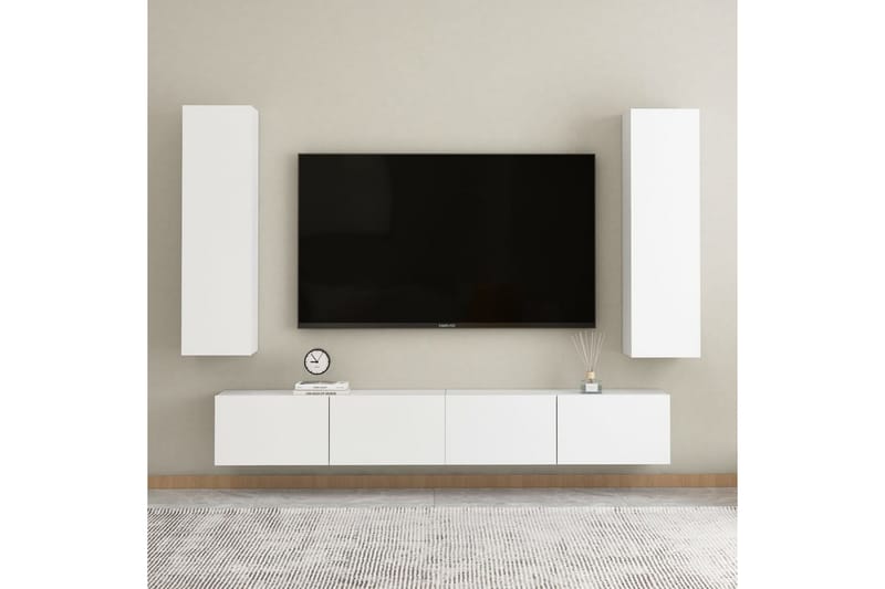 TV-skåp 2 st vit 30,5x30x110 cm spånskiva - Vit - TV bänk & mediabänk