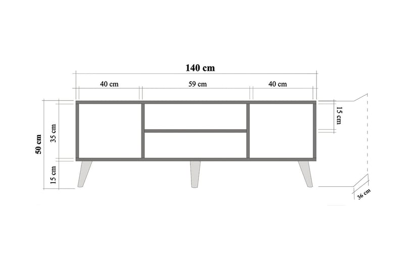 Vellavie Tv-bänk 140 cm Körsbärsblom - Brun/Grön - TV bänk & mediabänk