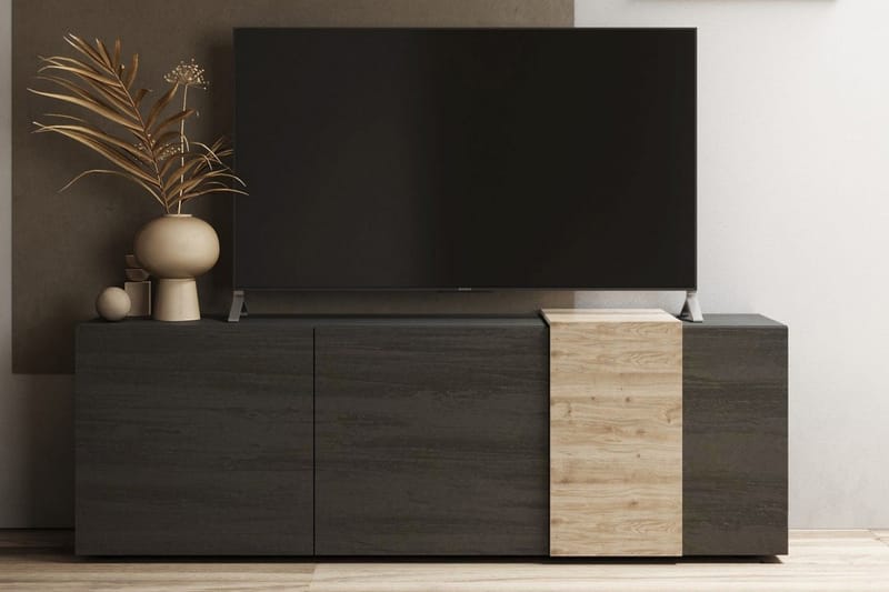 Venrivo Tv-bänk 44x181x59 cm - Grå/Natur - TV bänk & mediabänk